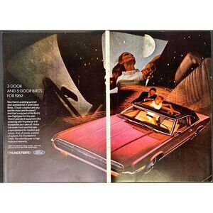 Ford Thunderbird 3-Door and 5-Door Sunroof for 1969" 2 Page Vtg Print Ad 1969